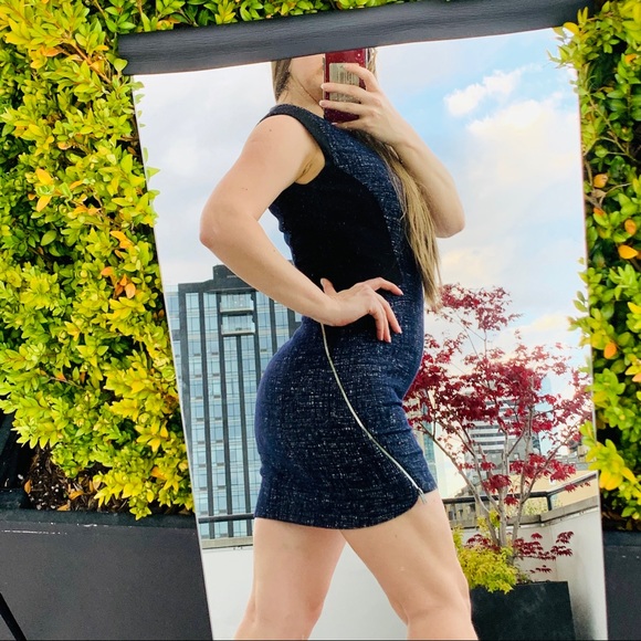 Anthropologie TIME Wool Metal Zipper Shaper Fashion Mini Dress - Picture 3 of 16